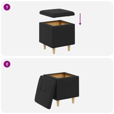 vidaXL Οθωμανικό αποθήκευσης Μαύρο 40x40x45cm Τεχνητό δέρμα