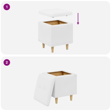 vidaXL Οθωμανικό αποθήκευσης Λευκός 40x40x45cm Τεχνητό δέρμα