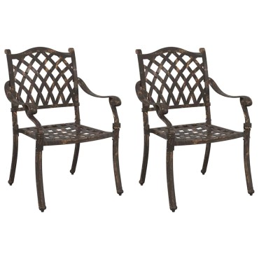 vidaXL Καρέκλα Κήπου 2 τεμ. Μπρονζέ Αλουμίνιο 56x55x92,5cm