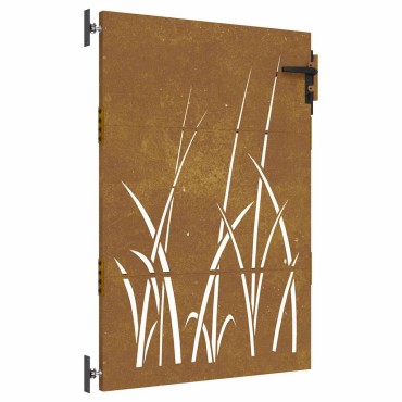 vidaXL Πόρτα Κήπου με Σχέδιο Χόρτου από Ατσάλι Corten 85x150 εκ.