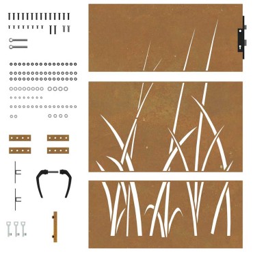 vidaXL Πόρτα Κήπου με Σχέδιο Χόρτου από Ατσάλι Corten 85x150 εκ.