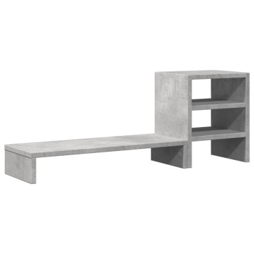 vidaXL Βάση Οθόνης με Organiser Γραφείου Γκρι Σκυρ. από Επεξ. Ξύλο