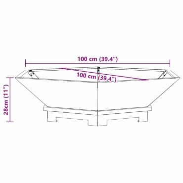 vidaXL Φωτιά Μπολ Μαύρο 100 x 100 x 28 εκ. Ατσάλι Σκληρυθέν στον Αέρα