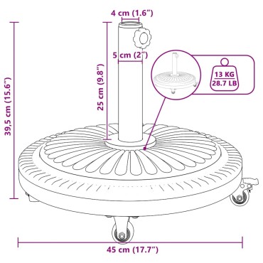 vidaXL Βάση ομπρέλας 15.6 kg Μαύρο Σίδερο Εγκύκλιος