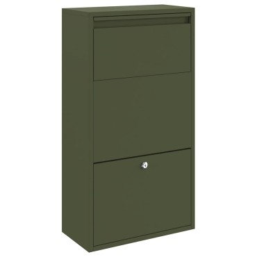 vidaXL Θυρίδα Πακέτων με πόρτα Ελιά Πράσινη 44 x 22 x 82 εκ. Ατσάλι