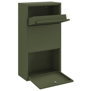 vidaXL Θυρίδα Πακέτων με πόρτα Ελιά Πράσινη 44 x 22 x 82 εκ. Ατσάλι
