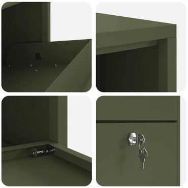 vidaXL Θυρίδα Πακέτων με πόρτα Ελιά Πράσινη 44 x 22 x 82 εκ. Ατσάλι