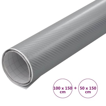 vidaXL Μεμβράνες Αυτοκινήτου 4D 2 τεμ. Ασημί 100x150 εκ. & 50x150 εκ.