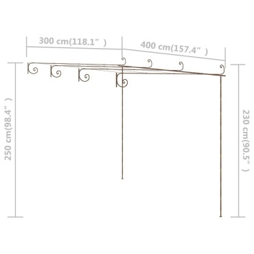 vidaXL Πέργκολα Κήπου Αντικέ Καφέ 4 x 3 x 2,5 μ. Σιδερένια