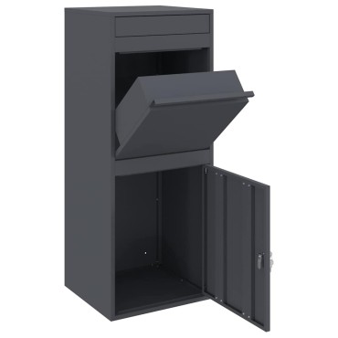 vidaXL Θυρίδα Πακέτων με αποθήκευση Ανθρακί 47,5 x 38 x 59 εκ. Ατσάλι
