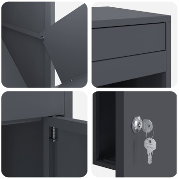 vidaXL Θυρίδα Πακέτων με αποθήκευση Ανθρακί 47,5 x 38 x 59 εκ. Ατσάλι