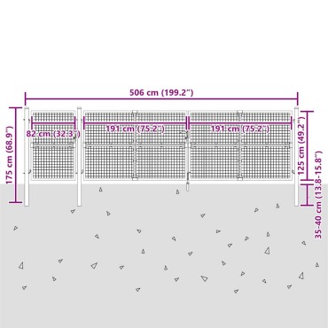 vidaXL Πόρτα Κήπου με Διχτυωτό Ασημί 500x125 εκ. από Γαλβανισμένο Ατσάλι