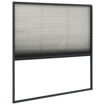 vidaXL Σήτα Παραθύρου Πλισέ Ανθρακί 120 x 120 εκ. από Αλουμίνιο