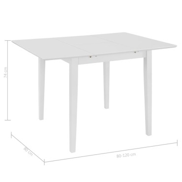 vidaXL Σετ Τραπεζαρίας 3 τεμ. Λευκό από MDF (80-120)x80x74cm