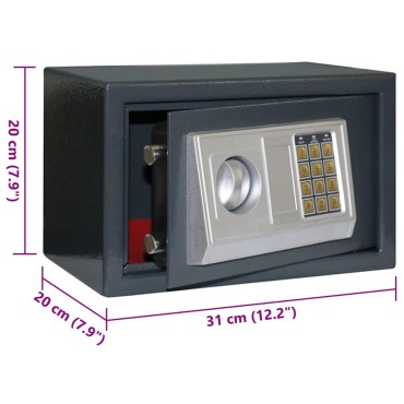 vidaXL Ψηφιακό Ασφαλές Σκούρο γκρι 31 x 20 x 20 εκ. Ατσάλι