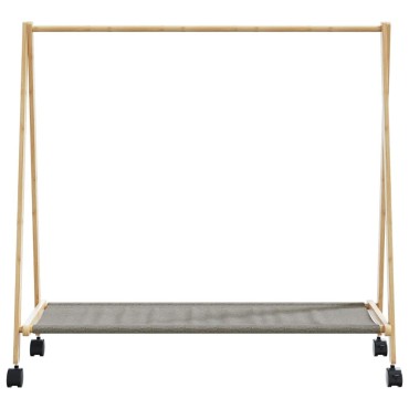 vidaXL Ράφι ρούχων με ράφια και ρόδες 106x34x106,5 cm Μπαμπού