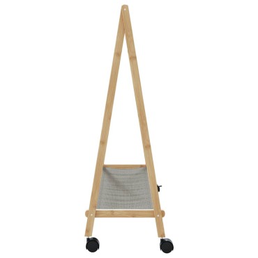 vidaXL Ράφι ρούχων με ράφια και ρόδες 106x34x106,5 cm Μπαμπού