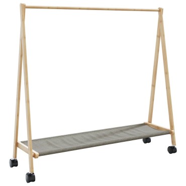 vidaXL Ράφι ρούχων με ράφια και ρόδες 106x34x106,5 cm Μπαμπού