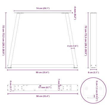 vidaXL Πόδια Τραπεζαρίας Σχήματος V 2 τεμ. Λευκά 90x(72-73,3)cm Ατσάλι