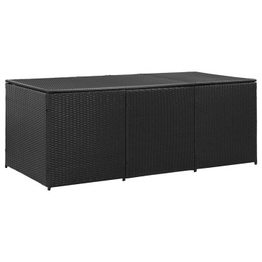 vidaXL Κουτί Αποθήκευσης Κήπου Μαύρο 180x90x70cm από Συνθετικό Ρατάν 1 τεμ.