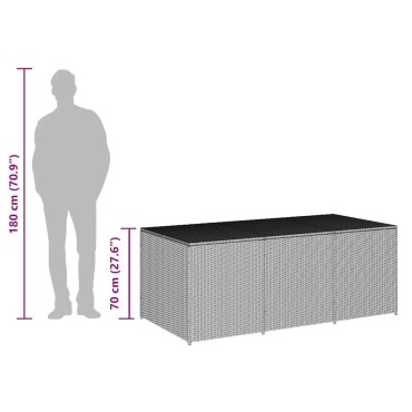 vidaXL Κουτί Αποθήκευσης Κήπου Μαύρο 180x90x70cm από Συνθετικό Ρατάν 1 τεμ.