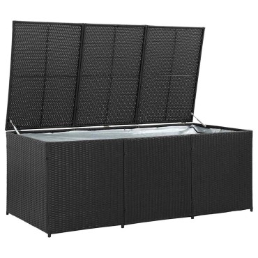 vidaXL Κουτί Αποθήκευσης Κήπου Μαύρο 180x90x70cm από Συνθετικό Ρατάν 1 τεμ.