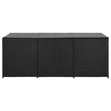 vidaXL Κουτί Αποθήκευσης Κήπου Μαύρο 180x90x70cm από Συνθετικό Ρατάν 1 τεμ.