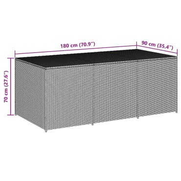 vidaXL Κουτί Αποθήκευσης Κήπου Μαύρο 180x90x70cm από Συνθετικό Ρατάν 1 τεμ.