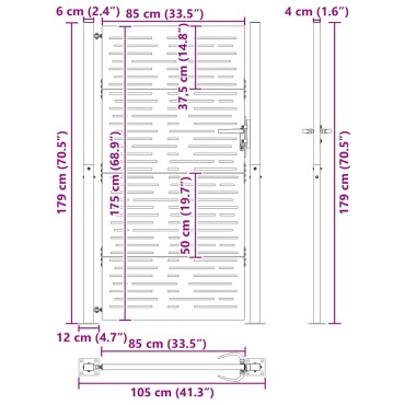 vidaXL Πόρτα Κήπου Τετράγωνη 100 x 175 εκ. από Ατσάλι Corten