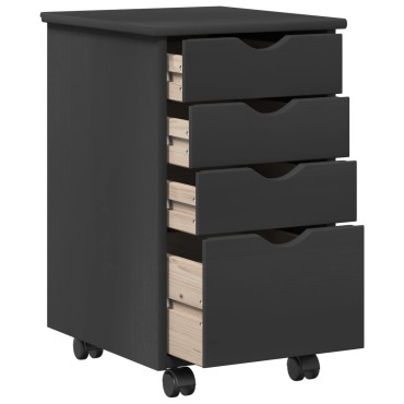 vidaXL Κινητό Ντουλάπι με τροχούς Γκρι 34x39x56cm Στερεό πεύκο