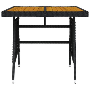 vidaXL Τραπέζι Κήπου Μαύρο 70x70x72cm Συνθετικό Ρατάν/Ξύλο Ακακίας 1 τεμ.