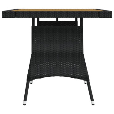 vidaXL Τραπέζι Κήπου Μαύρο 70x70x72cm Συνθετικό Ρατάν/Ξύλο Ακακίας 1 τεμ.