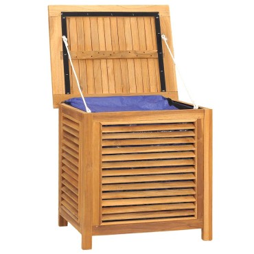 vidaXL Μπαούλο Αποθήκευσης Κήπου με Τσάντα 60x50x58cm Μασίφ Ξύλο Teak 1 τεμ.