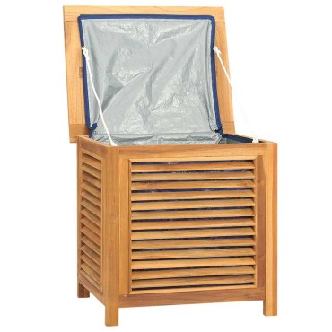 vidaXL Μπαούλο Αποθήκευσης Κήπου με Τσάντα 60x50x58cm Μασίφ Ξύλο Teak 1 τεμ.