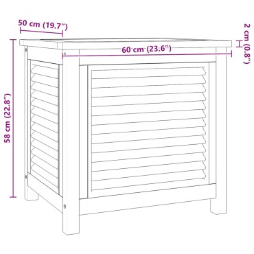 vidaXL Μπαούλο Αποθήκευσης Κήπου με Τσάντα 60x50x58cm Μασίφ Ξύλο Teak 1 τεμ.