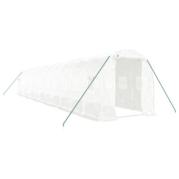 vidaXL Θερμοκήπιο με Ατσάλινο Πλαίσιο Λευκό 24 μ² 12 x 2 x 2 μ.