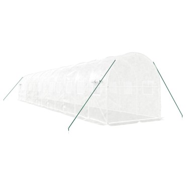vidaXL Θερμοκήπιο με Ατσάλινο Πλαίσιο Λευκό 24 μ² 12 x 2 x 2 μ.