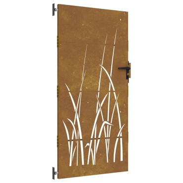 vidaXL Πόρτα Κήπου με Σχέδιο Χόρτου από Ατσάλι Corten 85x175 εκ.