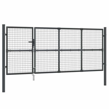 vidaXL Πόρτα Κήπου με Διχτυωτό Υλικό Ανθρακί 350x125 εκ. από Γαλβανισμένο Ατσάλι