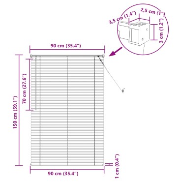 vidaXL Βενετσιάνικη Σκίαση Λευκός 150 x 90 cm 25 mm PVC