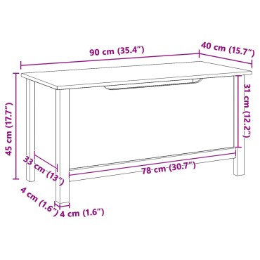 vidaXL Κουτί αποθήκευσης HILL Μέλι Καφέ 90x40x45cm Στερεό πεύκο
