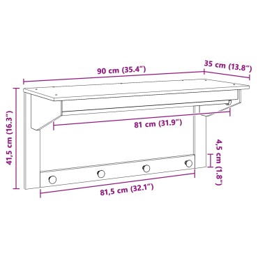 vidaXL Κρεμάστρα HILL Λευκό και καστανό μέλι 90 x 35 x 41.5 εκ.