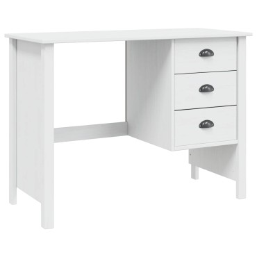vidaXL Γραφείο με Συρτάρια HILL Λευκό 100x45x74cm Στερεό πεύκο 1 τεμ.