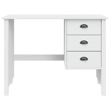 vidaXL Γραφείο με Συρτάρια HILL Λευκό 100x45x74cm Στερεό πεύκο 1 τεμ.