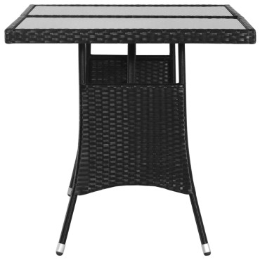 vidaXL Τραπέζι Κήπου Μαύρο 140x80x74cm από Συνθετικό Ρατάν 1 τεμ.
