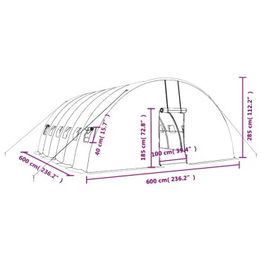 vidaXL Θερμοκήπιο με Ατσάλινο Πλαίσιο Λευκό 36 μ² 6 x 6 x 2,85 μ.