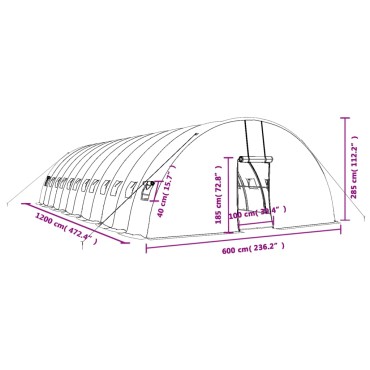 vidaXL Θερμοκήπιο με Ατσάλινο Πλαίσιο Λευκό 72 μ² 12 x 6 x 2,85 μ.
