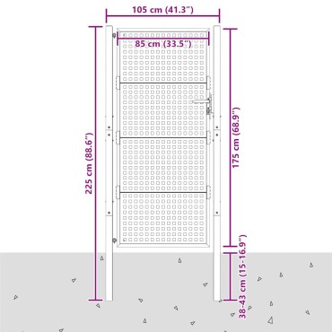 vidaXL Πόρτα Κήπου Ανθρακί 100x175 εκ. Ατσάλι