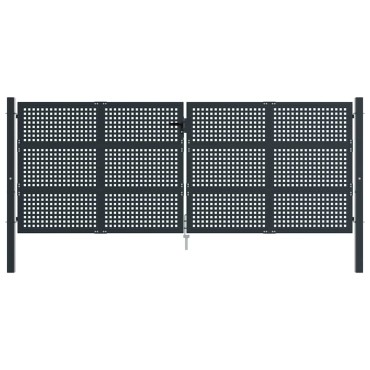 vidaXL Πόρτα Κήπου Ανθρακί 400x125 εκ. Ατσάλι