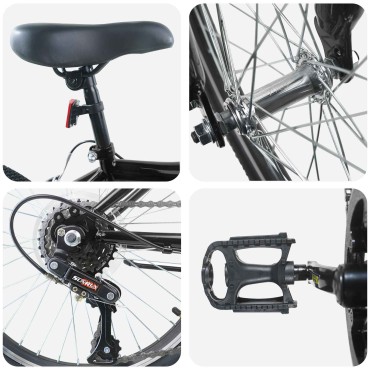 vidaXL Παιδικό Ποδήλατο 20 ίντσες 6-Speed για παιδιά 6-11 ετών Μαύρο